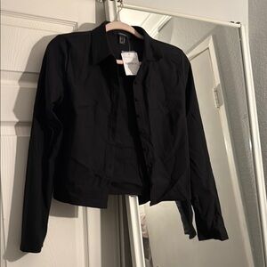 Forever 21 Black Button Down Crop Top